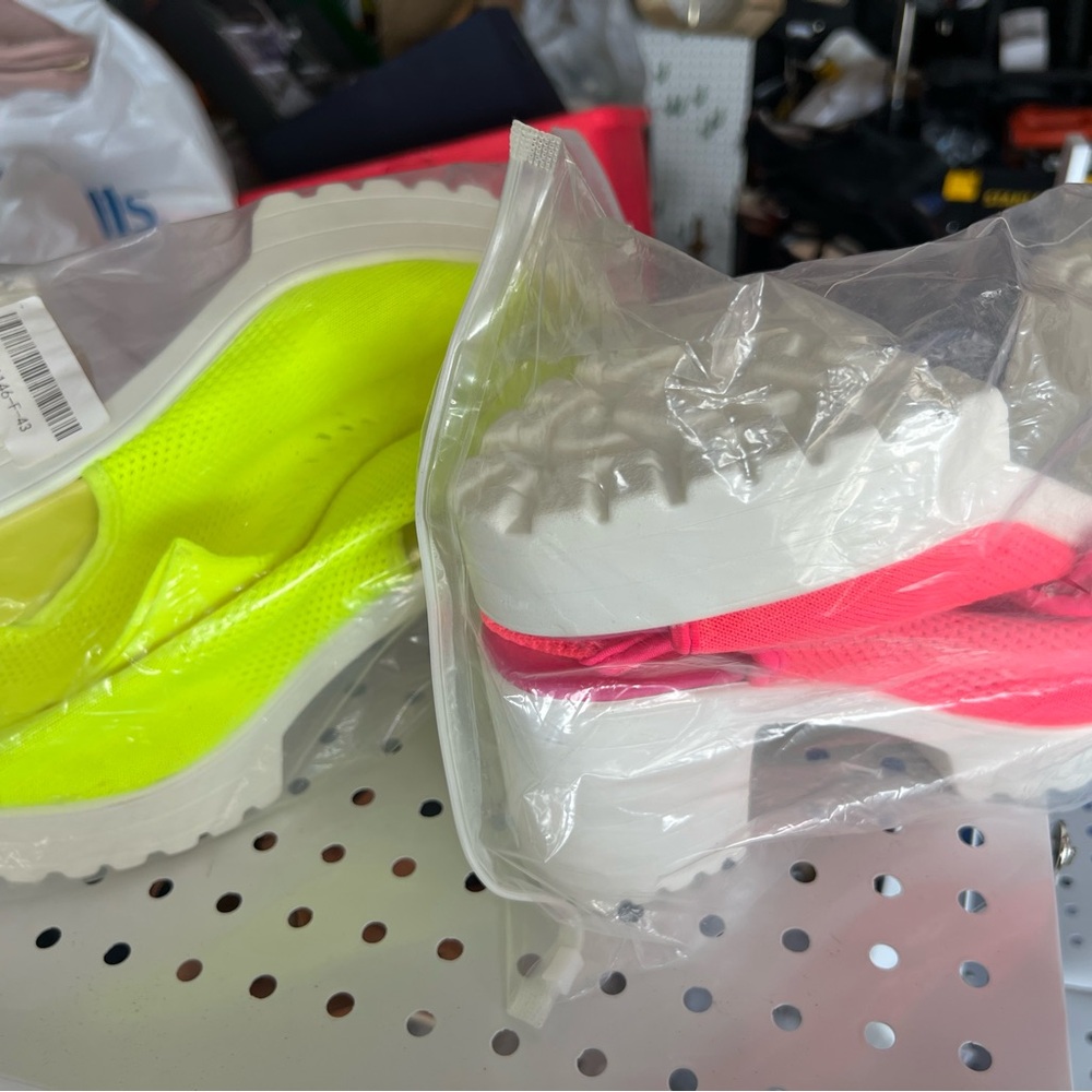 Neon Yellow and Pink Platform Sneakers - New never worn boutique shoe-no box